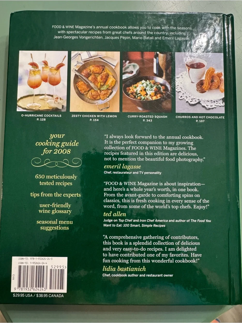 Food & Wine Annual Cookbook 2008 - Green HardCover